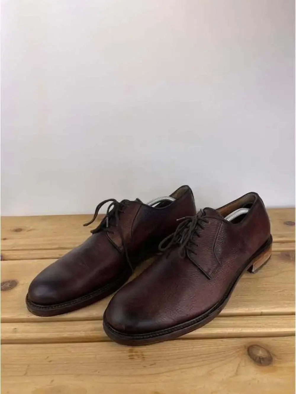 Antonio Maurizi Italian Leather Plain Toe Derby Shoes Mens EU 45 US 12 Brown Lug